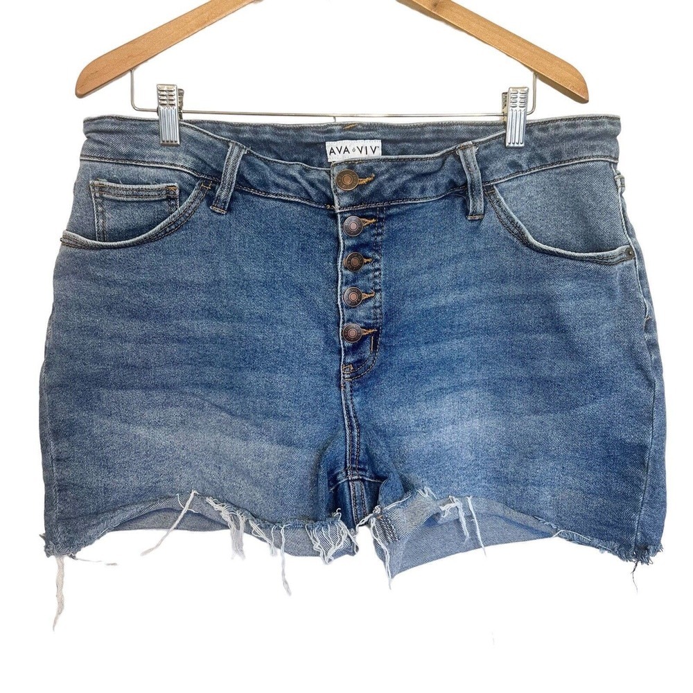Ava & Viv Cutoff Denim Jean Button Fly Shorts Womens 16W Stretch Fit 3.5” Inseam